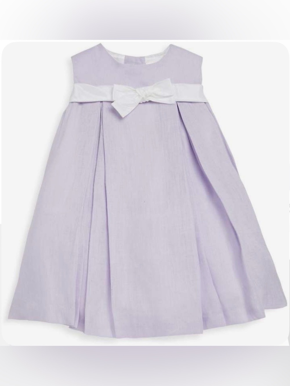 Helena at Neiman Marcus Girls Formal Pleated Satin Bow Linen Dress, Lavender, 6X